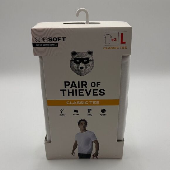 2 packs- Pair of Thieves-Classic Tee - White- 2 count- Size Large - Picture 2 of 8